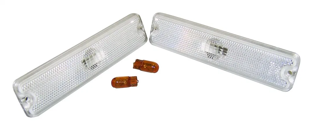 RT28013 – CROWN AUTO Side Marker Light, Fender Mount Clear Lens Clear Trim 194 Bulbs Amber Set Of 2